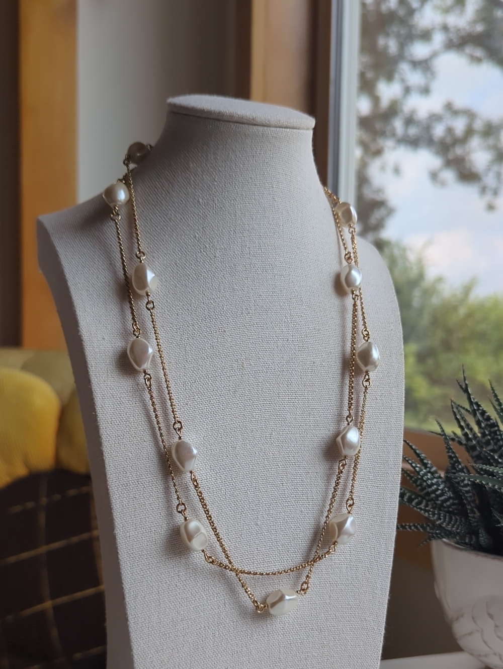 Charter Club Gold-Tone Faux Pearl Station Necklace, 42"-44" Adjustable - Picture 3 of 13